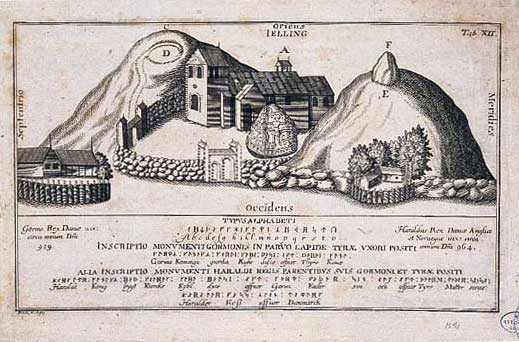 ハインリヒ・ランツァウの指示で描写されたイェリング墳墓(1591)